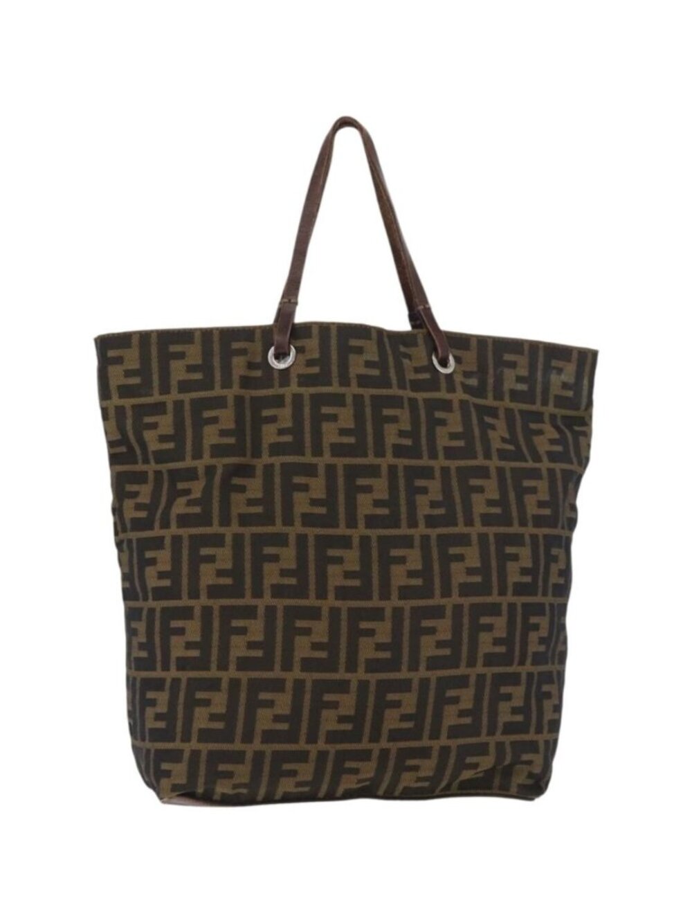 FENDI Zucca Canvas Tote Bag Black Brown